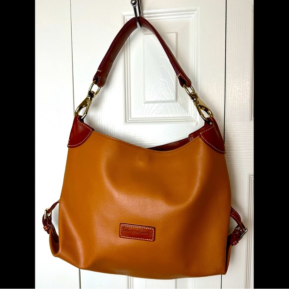 DOONEY & BOURKE Medium Sac Hobo Purse Shoulder Hand Bag Cognac Tan Brown Leather - Picture 1 of 16